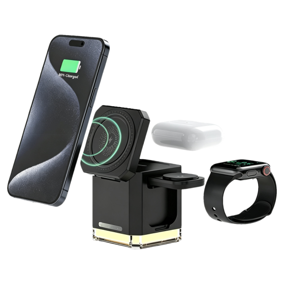 Transparent Mecha Light-up Mouse + 3in1 Desktop Wireless Charger