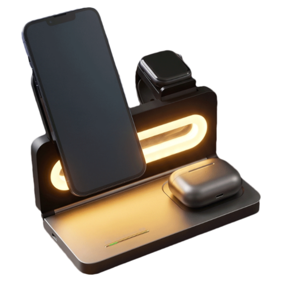 Transparent Mecha Light-up Mouse + 15W Multi-functional Foldable Wireless Charger